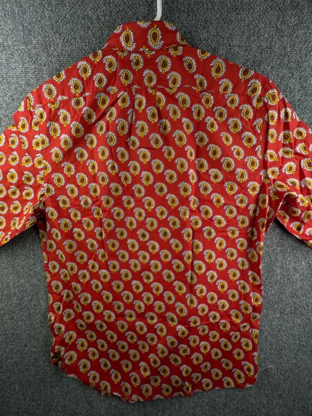 NWT J. Crew Men Red Yellow Paisley Long Sleeve Button Up Shirt Medium Classic
